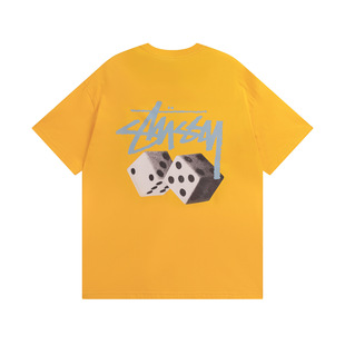 The original standard is a generation of fashion brand 23 new stu short sleeve dice dinosaur letter printed jacket men's and women's T-shirt