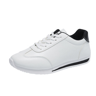 plus size Foreign Trade Forrest Gump Shoes Women's 2024 Autumn New Leather Fashion Contrast Color White Shoes Lace-up Casual sneaker