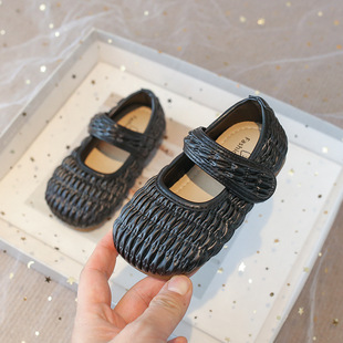 Girls Small Leather Shoes 2025 Spring and Autumn New Little Girl Shoes Soft Leather Single-layer Shoes Princess Shoes Soft Sole Middle and Large Children's Leather Shoes