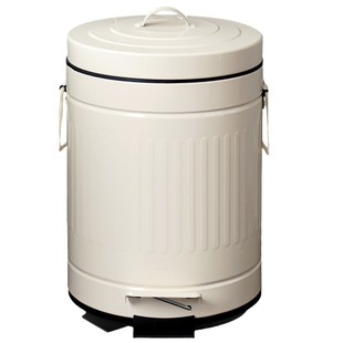 Cross-border 5L Round Ivory White Roman Pattern Thickened Silent Garbage Bin Household Galvanized Iron Plate Slow Down Waste Paper Basket