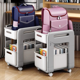 Quiet Schoolbag Student Storage Rack Mobile Cart Multi-layer Book Storage Floor Household Table Pulley