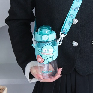 Sanrio coolomi children's plastic cup female student High-looking Strawberry bear straw water Cup cute girl Cup