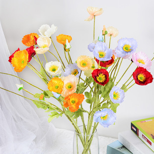 Wedding simulation poppy flower 4 head corn beauty wedding decoration home decoration decoration silk flower fake flower factory wholesale