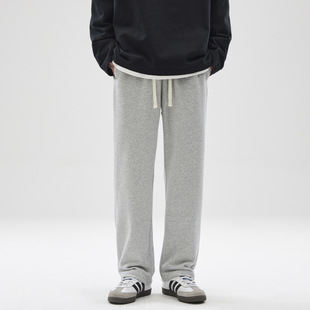 JIAMU Straight Pants American-style High-street Loose-fit Baggy Knitted Sports Neutral All-match Wide-leg Casual Pants