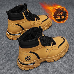 Snow Boots Men's Winter Fashion Martin Boots fleece-lined Thickened Warm Fashion Retro Non-slip Wear-resistant Workwear Boots for Men