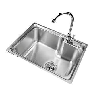 Kitchen stainless steel dish washing basin single with bracket washing sink water large single basin with shelf thickened foreign trade wholesale