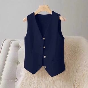 2024 New Suit Vest Women's Spring and Autumn Outer Waistcoat Vest Jacket High-end Short Top for Small Men