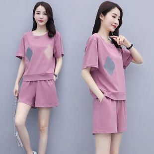 Cross-border Casual Sports Suit Women's 2022 Summer New Korean-style Loose Fashionable Short-sleeved Shorts Student Two-piece Set
