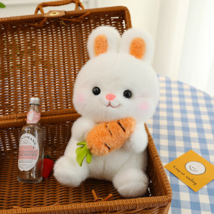 Cute carrot rabbit doll sleeping pillow soothing doll little white rabbit doll small size puppet plush toy