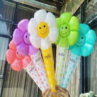 Smiley Daisy Flower Handheld Balloon Holding Stick Daisy Hair Clamp Hair Band Headwear Balloon Pushing Small Gifts