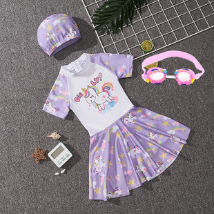 2023 New Children's Swimwear Girls' one-piece skirt Swimwear Summer Junior and Middle-sized Girls Training Swimming Skirt Equipment