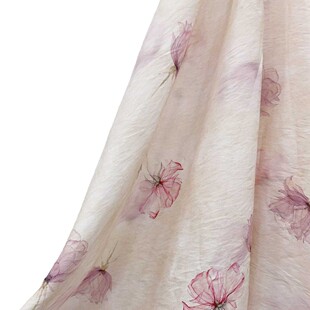 Spring and Autumn New New Chinese Style National Style Transparent Petals Printed Brocade Silk Ramie Fabric Width 150