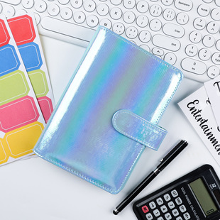 Spot cross-border A6 zipper bag loose-leaf book colorful PU notebook leather creative bookkeeping book cash budget book