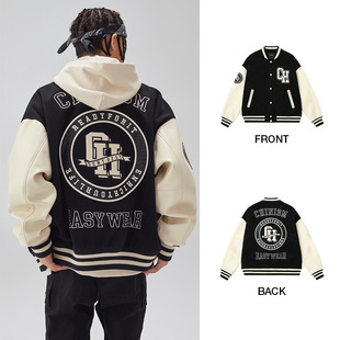 CH American Heavy Baseball Suit Men's Autumn and Winter Trendy Brand Boys Retro Contrast Color Stitching Jacket Coat
