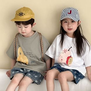Children's Short-sleeved T-shirt Summer Cotton Boys' Summer 2025 New Loose Baby's Cotton Class A Girls' Top