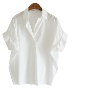 Vintage Short-sleeved Summer New Arrival Western Style All-match White Shirt Loose Top Shirt Women's