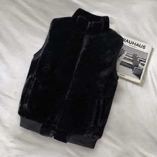 White plus size Plush Vest Men's Autumn and Winter Imitation Mink Velvet Hooded Vest Jacket Men's Fashionable Korean Style Handsome Waistcoat Men