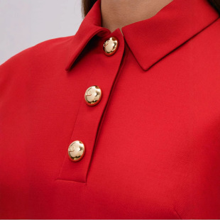 Cross-border French polo collar shoulder dress 2024 new high-end sense design sense casual waist temperament dress
