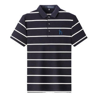 Summer Haggis Men's Short-sleeved T-shirt Lar Solid Color Non-ironing Breathable Top Business Casual Cotton Polo Shirt