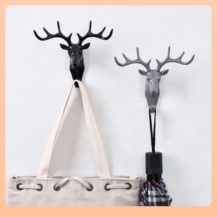 ✅ Creative Antler American Home Decoration Hook Personalized Deer Head Punch-Free Wall Sticky Hook Wall Hanging Key Hook