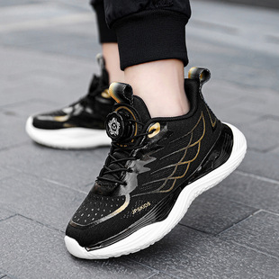 Children's Shoes Boys sneaker Spring and Autumn 2025 New Children's Rotating Buckle Running Shoes Medium and Large Children's Boys Mesh Breathable
