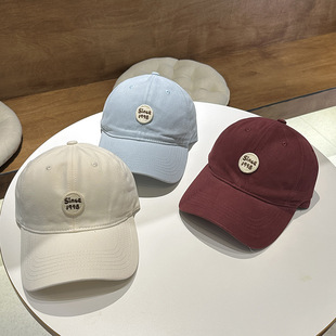 2025 New Baseball Cap Women's English Digital Round Label Face Small Wide Brimmed Summer Sunshade Cap for Men and Women Students