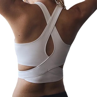 Cross-border Wide Shoulder Strap Cross-gather High-strength Sports Bra Outdoor Yoga Vest Open-waist Beautiful Back Fitness Wear for Women