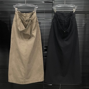Niche Design Sense Double Waist Design Skirt Women's Niche Fashion Looseness Sense Workwear Mid-length Skirt