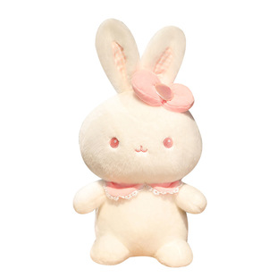 Cute Bow Ties Mink Rabbit White Rabbit Plush Toy Soothing Children Sleeping Rag Doll Birthday Gift