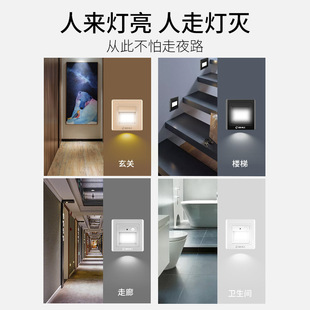 Hotel 86-type embedded led night light aisle stairs step light household human body induction floor light