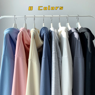 Solid color hooded zipper sweater coat men's autumn and winter fashion brand loose fleece-lined winter 2024 New cardigan clothes