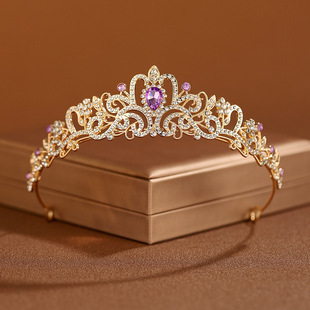 Crown Tiara Princess Goddess Black Baroque Simple Birthday Crown Adult Bride Wedding Yarn Dress Hair Accessories