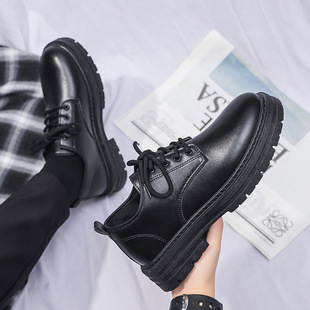 Casual Leather Shoes Men's New Business Leather Shoes Youth British Style Student Platform Suit Men's All-match Trendy Shoes