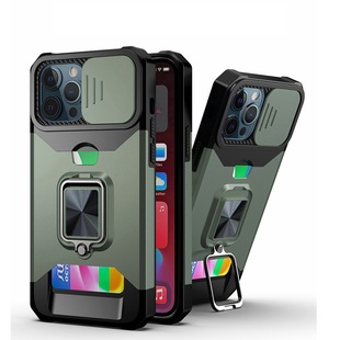For iPhone16ProMax phone case Apple 15 ring card 2 in 1 invisible push window S24 Google