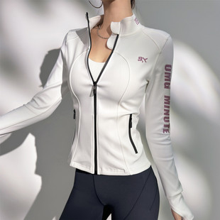 R9T American Letter Cool Sports Jacket Autumn and Winter Vertical Collar Slim-fit Fashionable Running Cycling Jacket Women's New
