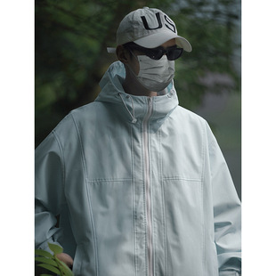 Autumn 2023 Japanese style solid color hooded jacket cityboy outdoor waterproof zipper hooded jacket for men