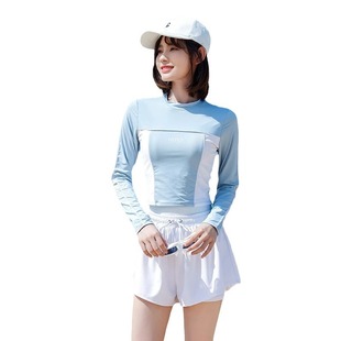 Swimsuit Women's Conservative Split Long-sleeved Sun Protection New Adult Explosions Slimming Belly-covered Swimming Suit for Swimming Pool