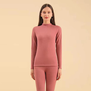 24 New Camel Hair Thermal Underwear Women's Hot Autumn Clothes and Pants suit Thermal Underwear Middle High Neck fleece-lined Thickened