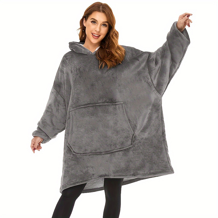 Catalonia Oversized Hoodie Blanket With Zipper, Wearable Sherpa