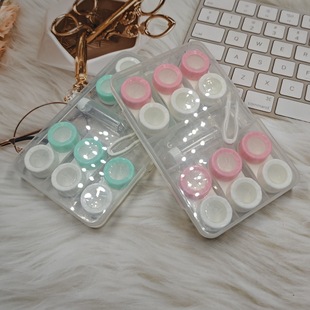 Six Pair Candy Color Contact Lens Case 6 Macarons Double Box Bottle pp Companion Case Lens Storage Box