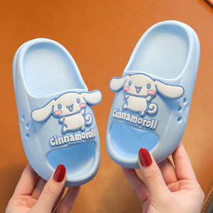 Оригинальные товары Детские тапочки Sanrio, сандалии с одним словом, Нескользящие домашние тапочки из ЭВА для мальчиков и девочек, куломи, мультфильм, тапочки из ЭВА