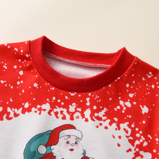 Autumn Christmas girls' long-sleeved Santa Claus printed sweatshirt flared pants suit cross-border exclusive two-piece set