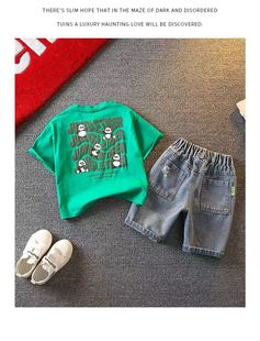 Boys Summer Thin Short-sleeved suit 2025 New Children's Western Style Baby Summer Sports Internet Popular Two-piece Set