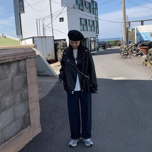 Cross-border European Size Women's Leather Clothes Women's Loose Jacket Thin Spring and Autumn Coat Women's Biker Clothes plus size Lapel Leather Jacket