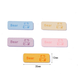 Rectangular Color Cartoon Microfiber Leather Label BEAR Leather Label Children's Wear Hat Clothing Logo Leather Label