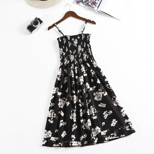 Strap Floral Dress Women's New Chiffon Design Sense Small Printed Base Dress