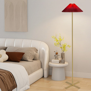 Ins Style Pleated Internet Famous French Floor Lamp Living Room Bedroom Sofa Classical Vertical Floor Lamp