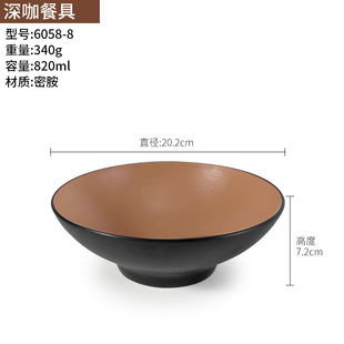 Melamine Noodle Bowl Japanese Imitation Porcelain Bamboo Hat Ramen Bowl Retro Soup Bowl Trumpet Bowl Soup Noodle Bowl Powder Shop Noodle Shop Commercial Bowl