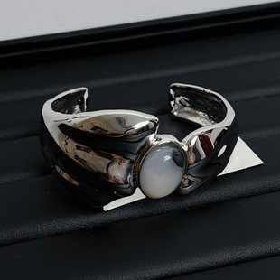 Niche Designer Marine Agate Self-discipline Opening Bracelet Temperament Personality Couple Bracelet Light Luxury High-end Jewelry