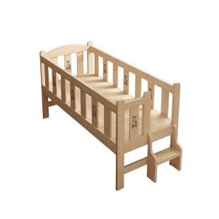 Solid Wood Children's Splicing Bed with Guardrail Crib Single Small Bed Splicing Big Bed Widened Bed Splicing Bedside